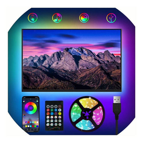 Tira De Luz Led Bluetooth Usb 2m 60 Led Rgb Remoto Control