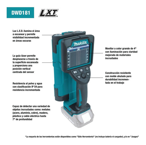 Escáner Pared Makita Detector Multiple Dwd181zj Japones Mkb