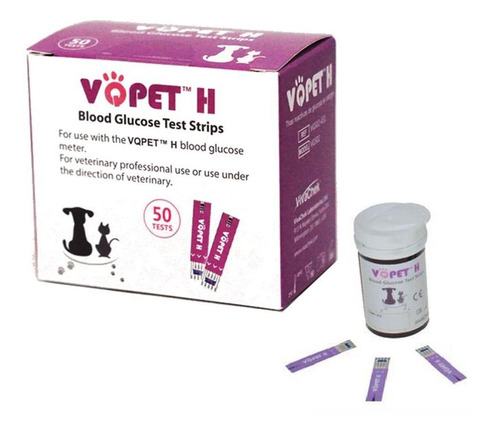 50x Tiras Vqpet Medidor De Glucosa Veterinario