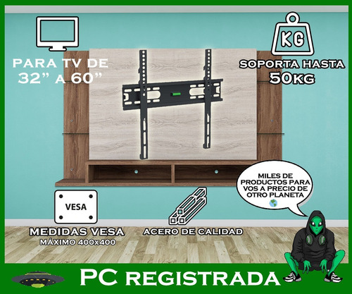 Imagen 2 de 7 de Soporte Led/lcd 32 - 55 Fijo 50kg Acero Pcreg