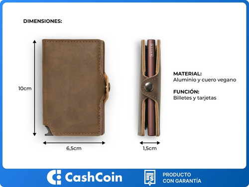 Imagen 6 de 10 de Billetera Walla Wallets Vintage Pardo - Cuero Antirrobo Rfid