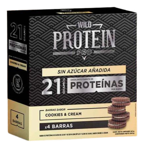 Barrita Wild Protein Pro Cookies & Cream 4 Uds