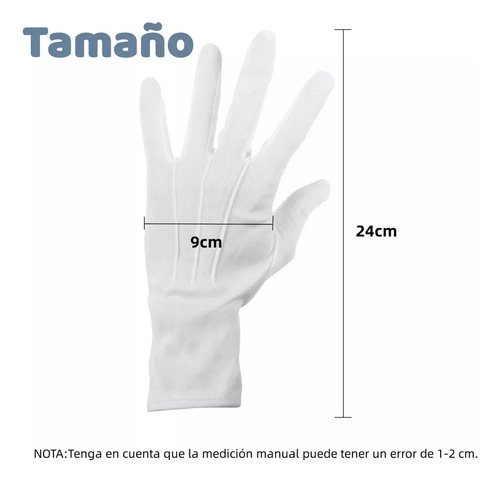 ** 10 Pares Guantes Blancos Algodón For