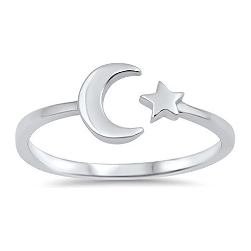 Anillo Luna Estrella Plata 