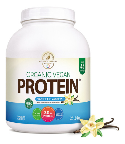 Proteína Vegana Orgánica Organic Vegan® Premium High 1.9kg Sabor Vainilla 1.9kg