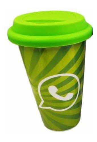 Vaso Taza Térmico Con Tapa Caucho Y Diseño Whatsapp