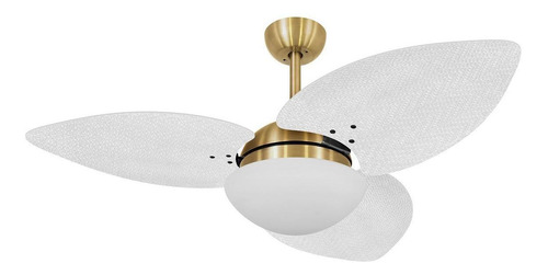 Ventilador Teto Volare Dourado Dunamis S3 Palmae Branco 110v Diâmetro 120 cm Frequência 127v Material das pás MDF Quantidade de pás 3 127V