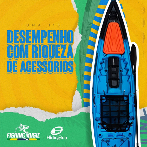 Caiaque Tuna 115 Hidro 2 Eko Com Cadeira E Remo Cor Azul Com Preto