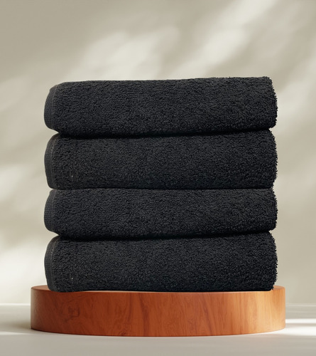 Toallas Súper Absorbentes 100% Algodón - Pack De 4 Unidades Negro Lisa