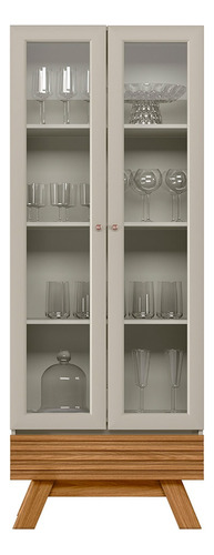 Cristaleira 2 Portas Com Gaveta Marcela L06 Nature/off White Cor Marrom amarelado