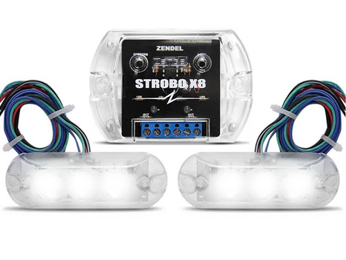 Kit Strobo Led Branco Automotivo X8 2 Faróis À Prova Dágua