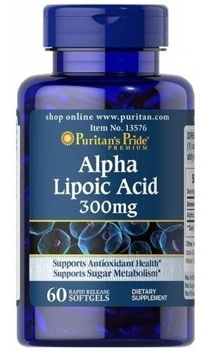 Puritan's Acido Alfa Lipóico Alpha-lipoic 300mg 60 Caps Sabor Sem Sabor