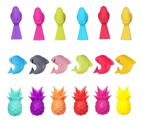 Juego De 18 Rotuladores De Vidrio Con Diseño De Delfín, Piña