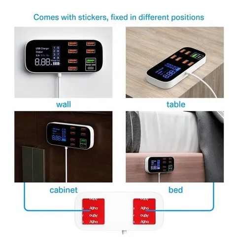 Estación De Carga Rapida Múltiple Usb C 8 Puertos 3.4a Qc3.0
