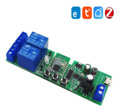 Smart Rele Zigbee + Rf 2 Canales Na/nc 5vdc/7-32v Ac/dc