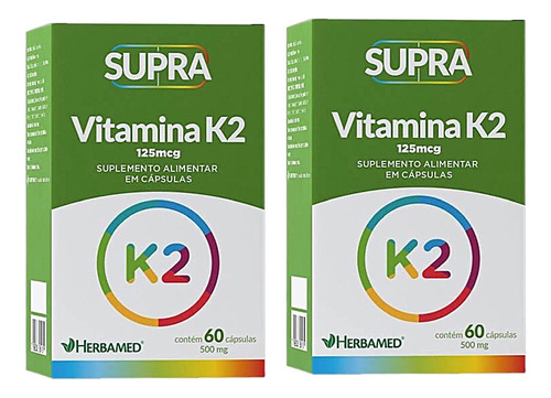 Kit 2 Supra Vitamina K2 60 Cápsulas - Herbamed