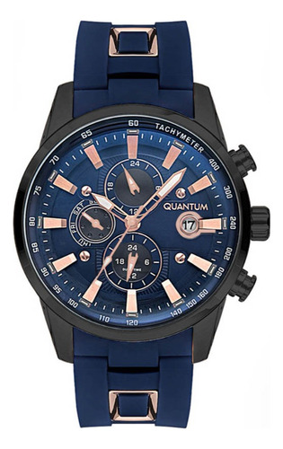 Relo Quantum Para Hombre Silicón Azul Adg678.699