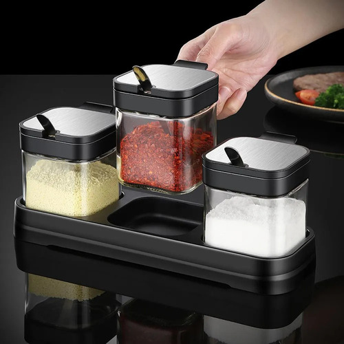 Caja De Condimentos De Vidrio, Recipiente Para Condimentos Y