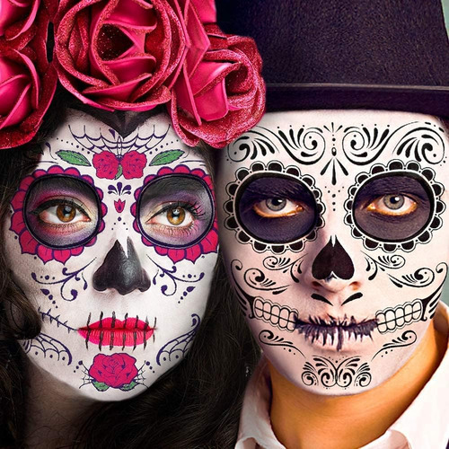 Tatuaje Temporal Para La Cara, 8 Kits De Tatuajes De Calaver