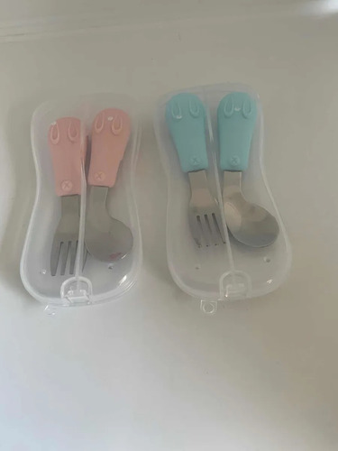 Set Utensilios Con Estuche Tenedor Y Cuchara Bebe Niños