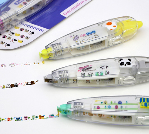 Cinta Decorativa Roller Con Diseño Decoration Tape X 1 Wero Gris Panda We4119