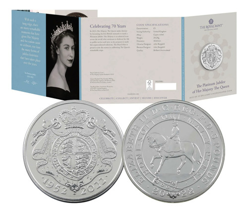 Moeda Oficial 2022 Jubileu Platina Rainha Lacrada - Encarte