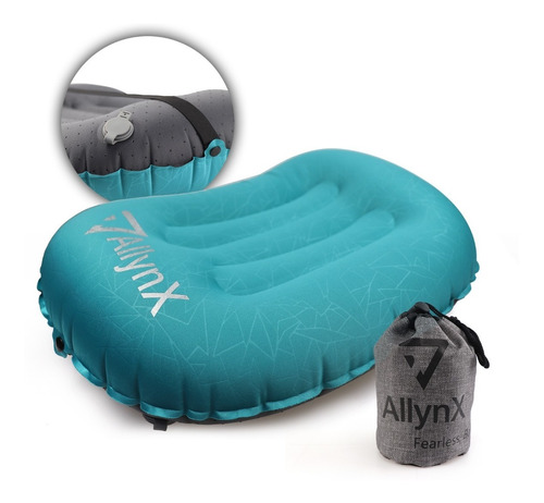 Almohada Inflable Ligera Para Acampar Allynx, Color Azul Tur