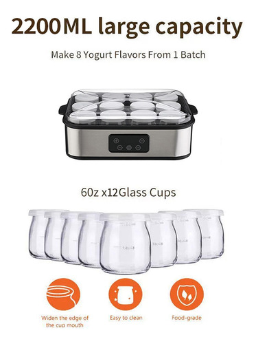 Iogurteira Compacta, Fabricante De Queijo Grego Natto Com 12