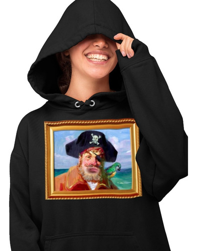 Sudadera Negra Uuuuu-esponja-pirata Pintura