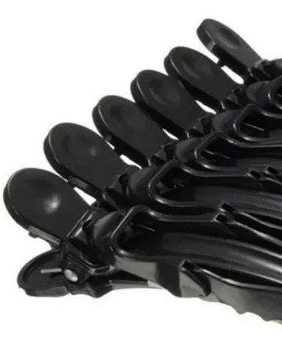 6 Unidades Presilha Prendedor De Cabelo Clips Tipo Bico De Pato Jacare Crocodilo Para Profissional Cabeleireira Cor Preto