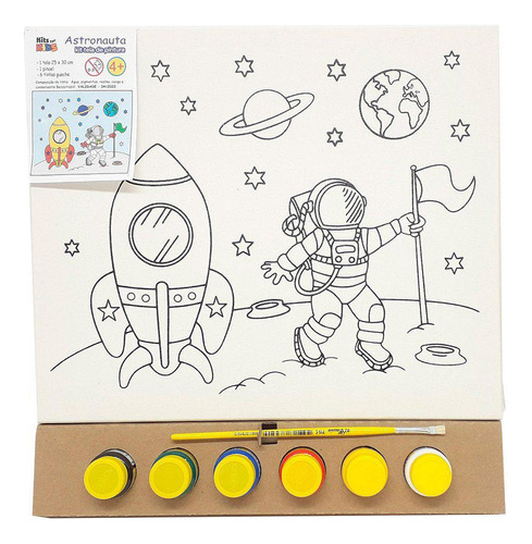Kit Pintura Tela 25x30cm Astronauta - Kits For Kids