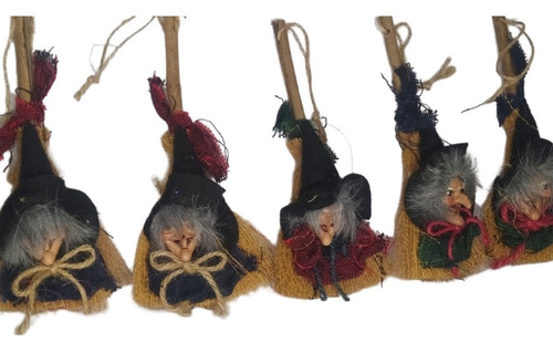 Imagem 2 de 3 de Kit 6 Bruxinhas Halloween Boneca Enfeite Decorativo Bruxa