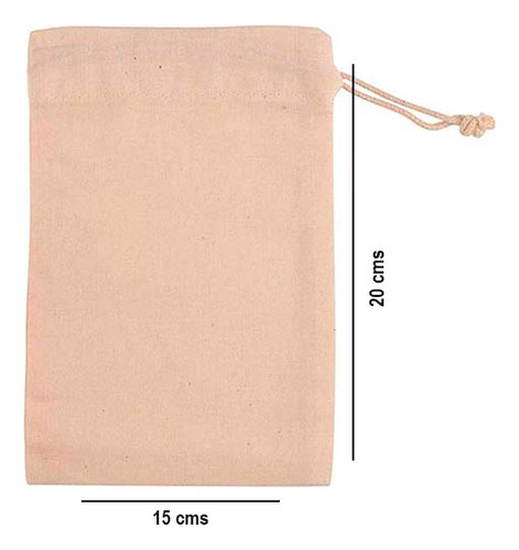 Bolsas De Lienzo Souvenir Estampar Algodon 15x20 10 Unidades Color Crudo BOLSA AHORQUE