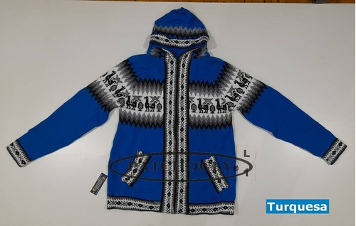 Imagen 2 de 7 de Sweater Campera Pullover Lana Alpaca Capucha Talle L (large)