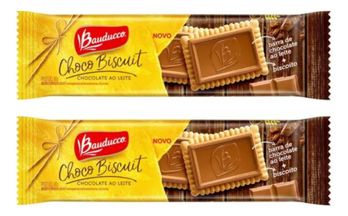 Kit 2 Biscoito Bauducco Choco Biscuit Ao Leite 80g