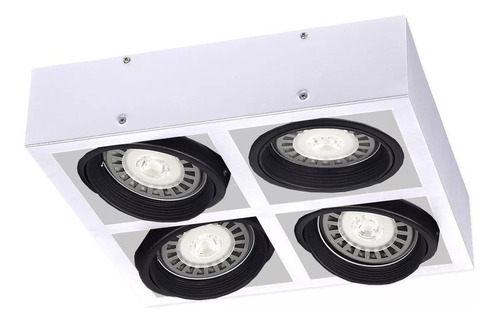 Aplique Plafon Box Ar111 Cardanico 4 Luces Led Blanco Negro