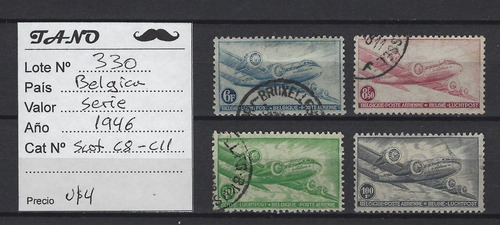 Lote330 Bélgica Serie Completa Año 1946 Yvert#c8/c11 Aviones