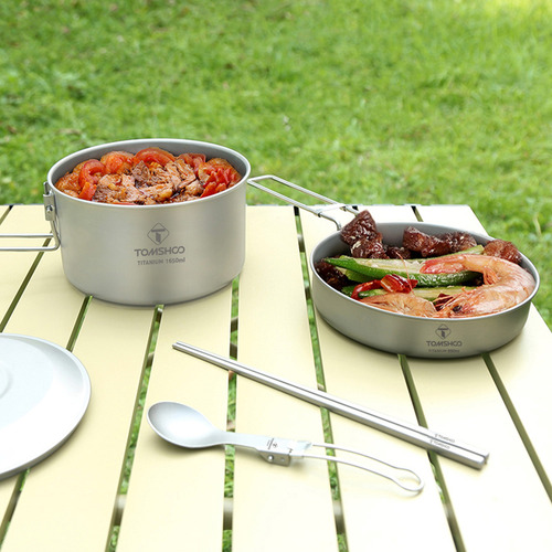 Set De Utensilios De Cocina De Titanio Para Acampar Y Utensi