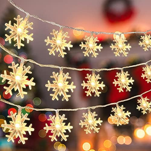 Luces De Copo De Nieve De Navidad 40 Led 20 Pies Decoracione