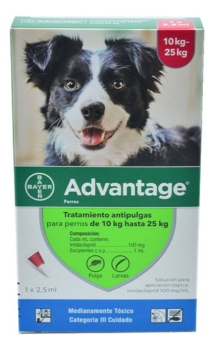 Advantange Solución Tópica Para Perro De 10 A 25 Kg Peso Mínimo De La Mascota 10 Kg