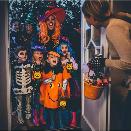 Linterna De Calabaza De Halloween De 2 Piezas Con Led Parpad