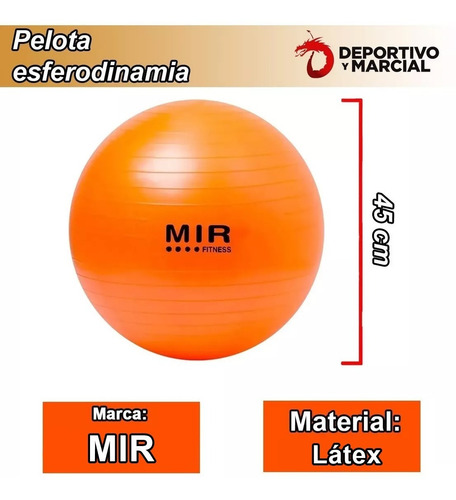 Pelota De Esferodinamia Mir 45 Cm Reforzada Yoga Pilates Gym