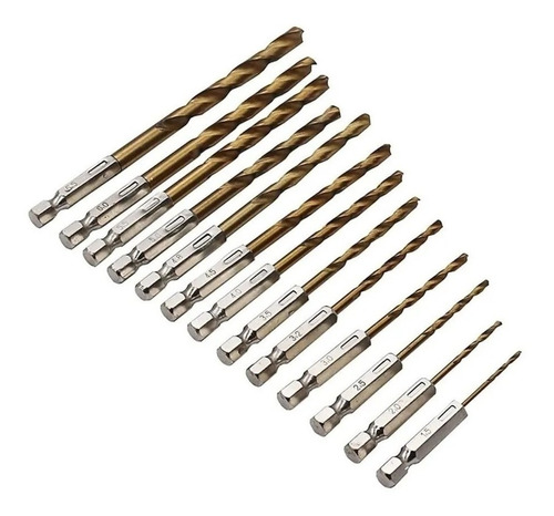 13 Brocas Hss Titanio Toma Hexagonal Brocas Para Metal-uss