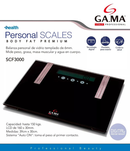 Imagen 2 de 9 de Balanza Gama Digital Medidora De Grasa Scf 3000