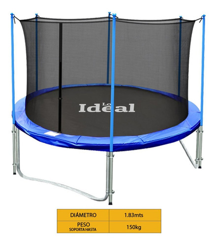 Imagen 5 de 8 de Cama Elástica Trampolín 1,83 + Cobertor + Red - El Regalón