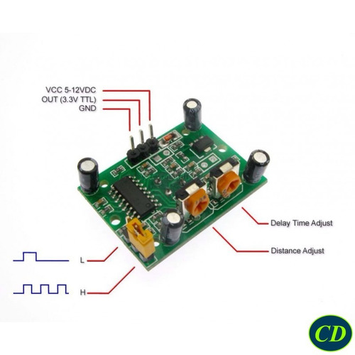 Sensor Movimiento Ir Pir Detector Hc-sr501 Arduino Raspberry