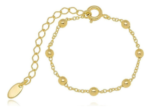 Pulseira Infantil Bolinha Banhada A Ouro 18k