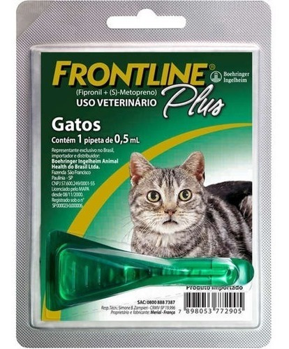 Frontline Plus Pipeta Gato Pulgas Y Garrapatas