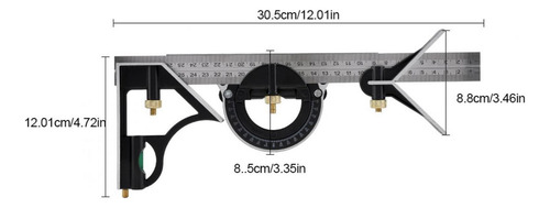 Regla De Ángulo Recto De Combinación De Metal Ajustable De 3