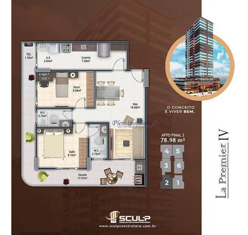 Imagem 14 de 18 de Apartamento Com 2 Dormitórios Sendo 1 Suíte, À Venda, 76 M² Por R$ 511.996 - Vila Guilhermina - Praia Grande/sp - Ap0816